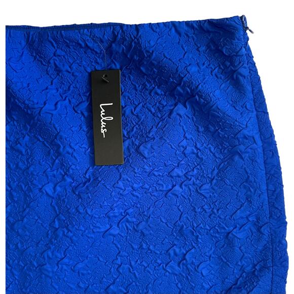NWT Lulus Textured Bodycon Mini Skirt Cobalt Blue Size XL - Picture 7 of 10